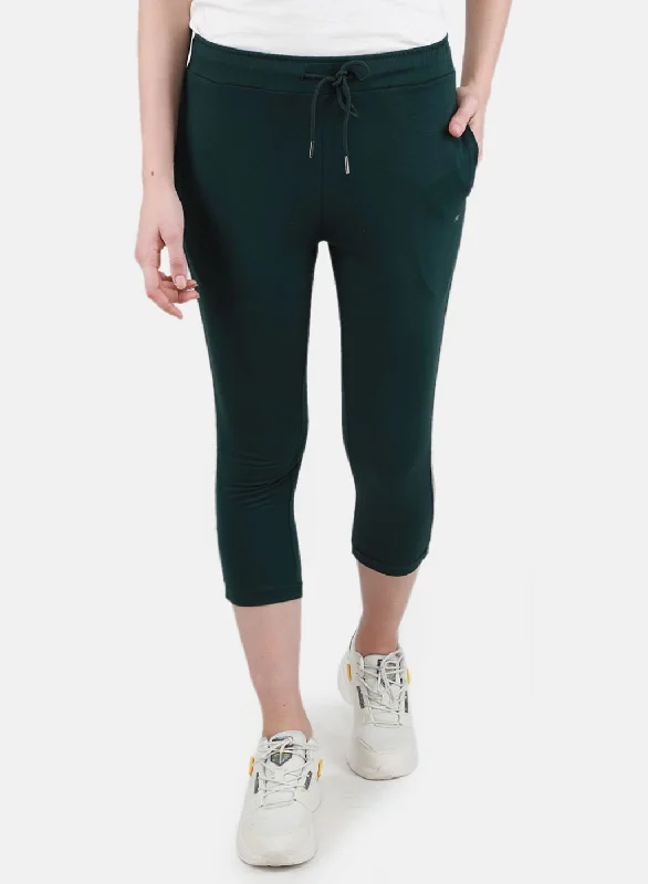 Women's Athleisure Apparel Must-Have Style Discounts Women Green Solid Capri