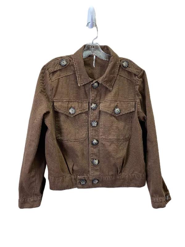 Jacket Denim By Free People In Brown Denim, Size: M