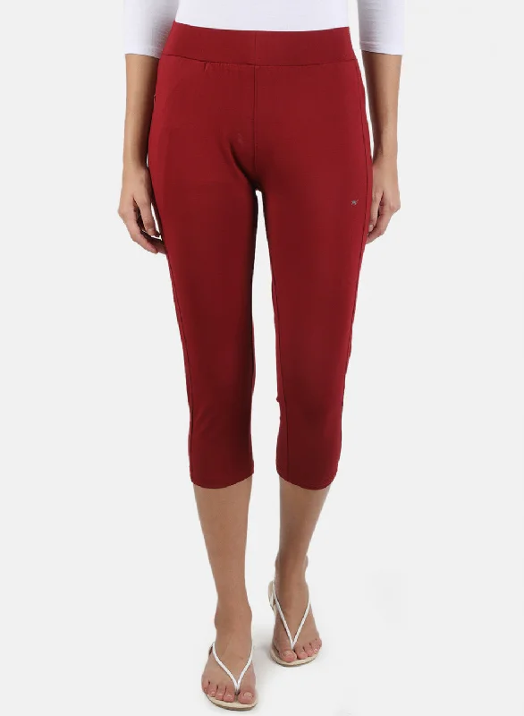 Women's Versatile Apparel Edgy Fashion Deals Women Maroon Plain Capri