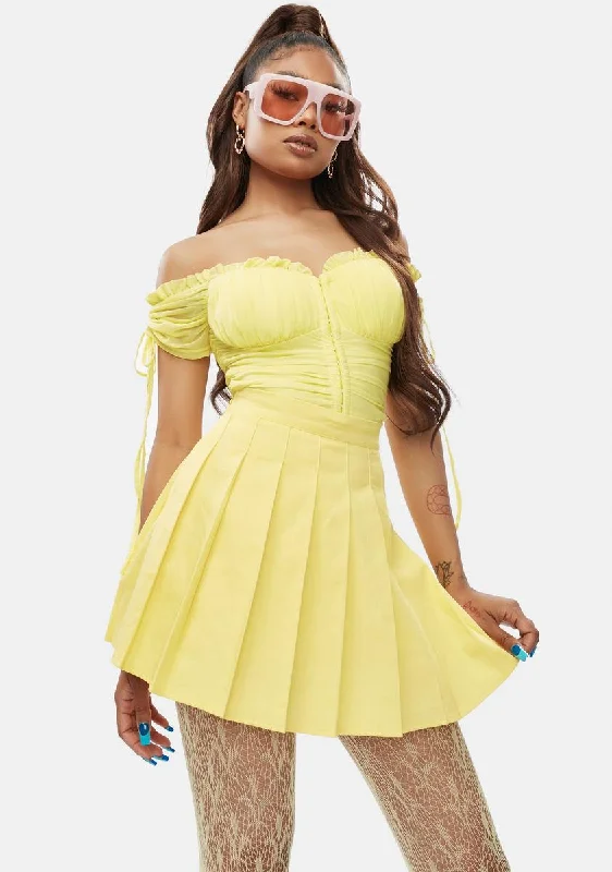 Women's Clothing For Special Occasions Weekend Exclusive Lemon Just Like Candy Pleated Skirt