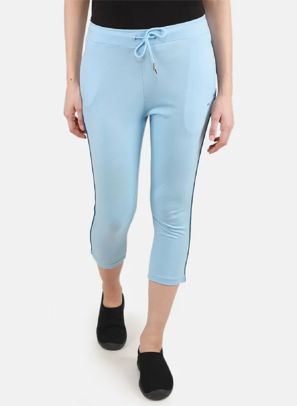 Women's Holiday Attire Limited Stock, Big Sale Women Sky Blue Solid Capri