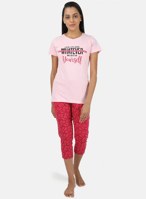 Women's Everyday Attire Buy More, Save More Womens Pink Printed Capri Set