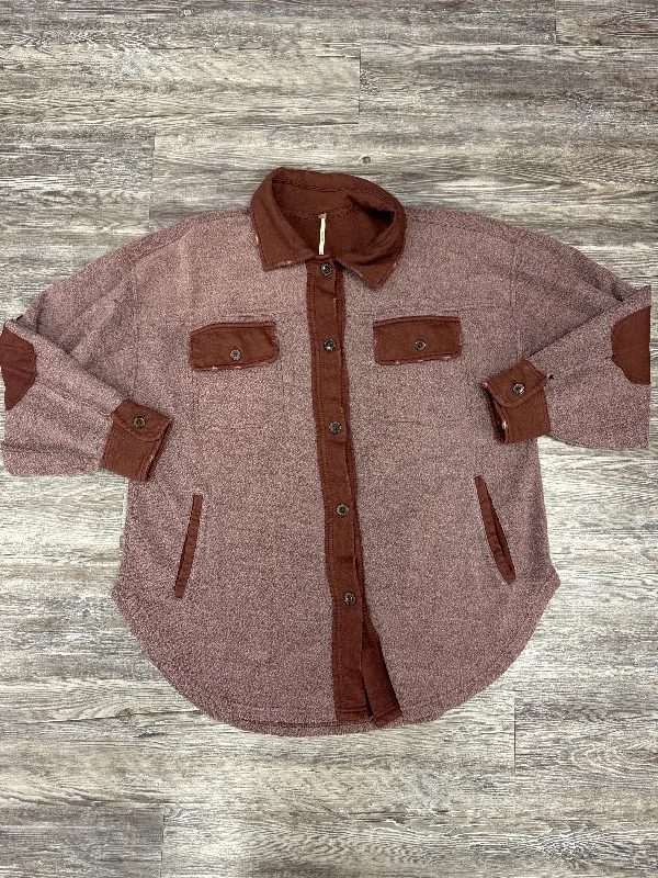 Jacket Shirt By Free People In Brown, Size: L