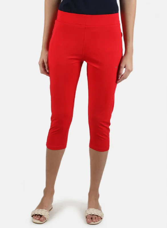 Women's Clothing For Work Limited Time Offers Women Orange Plain Capri