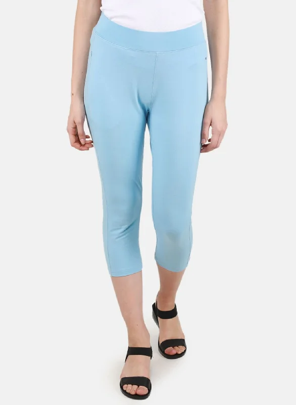 Stylish Women's Apparel Exclusive Sale Women Sky Blue Solid Capri