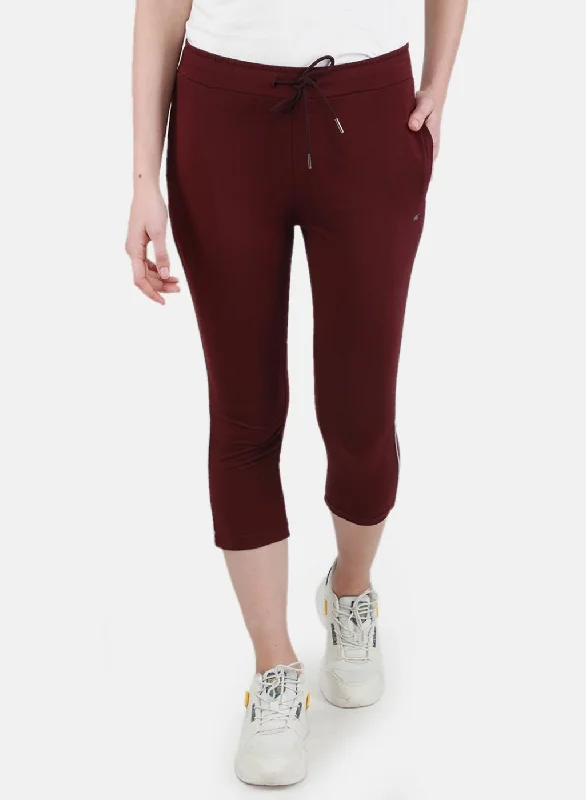 Tailored Clothing For Women The Good Stuff Women Maroon Solid Capri