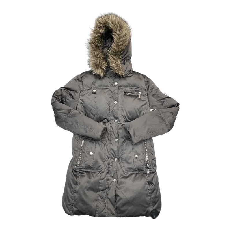 Coat Puffer & Quilted By Gallery In Grey, Size: M