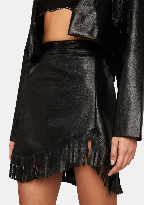 Women's Clothing And Garments Sets Street Chic Discounts Mystic Kept Secrets Fringe Mini Skirt