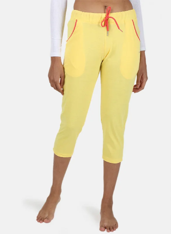 Women's Stylish Vacation Attire Unleash Your Trendy Side Womens Yellow Plain Capri