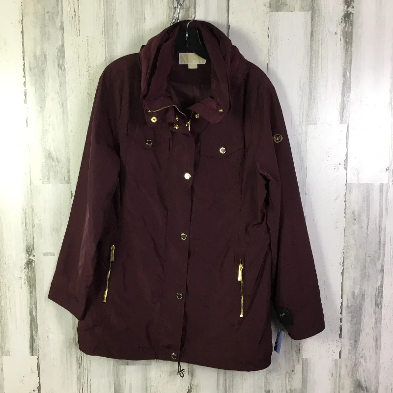 Coat Raincoat By Michael By Michael Kors In Maroon, Size: L