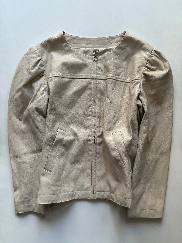 Jacket Moto By Ann Taylor In Cream, Size: Xs