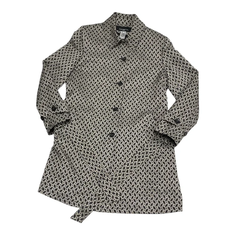 Coat Trench Coat By Jones New York In Black & Grey, Size: Mp