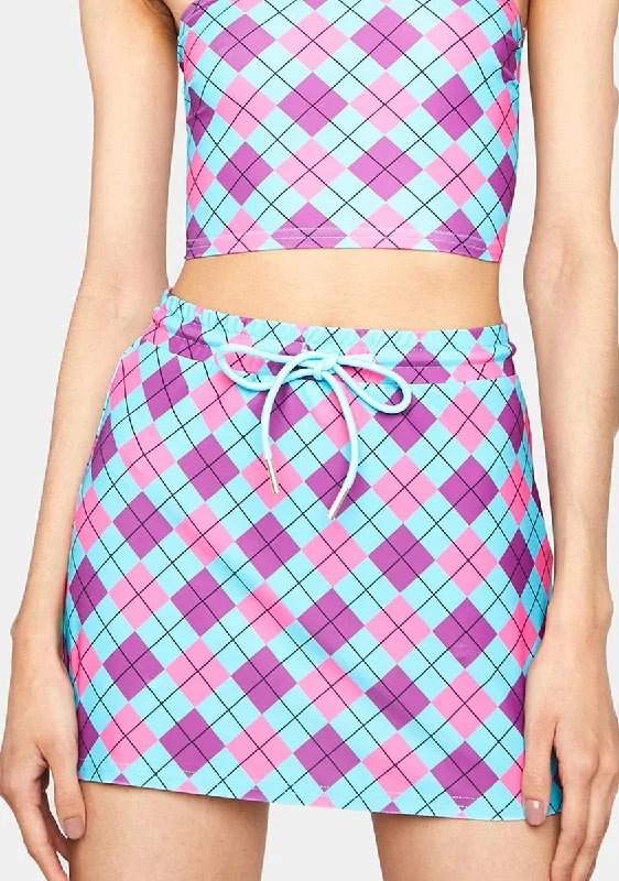 Women's Wardrobe Apparel Find Your Unique Flair Rule The School Argyle Mini Skirt