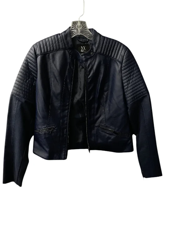 Jacket Leather By New York And Co In Blue, Size: Xs