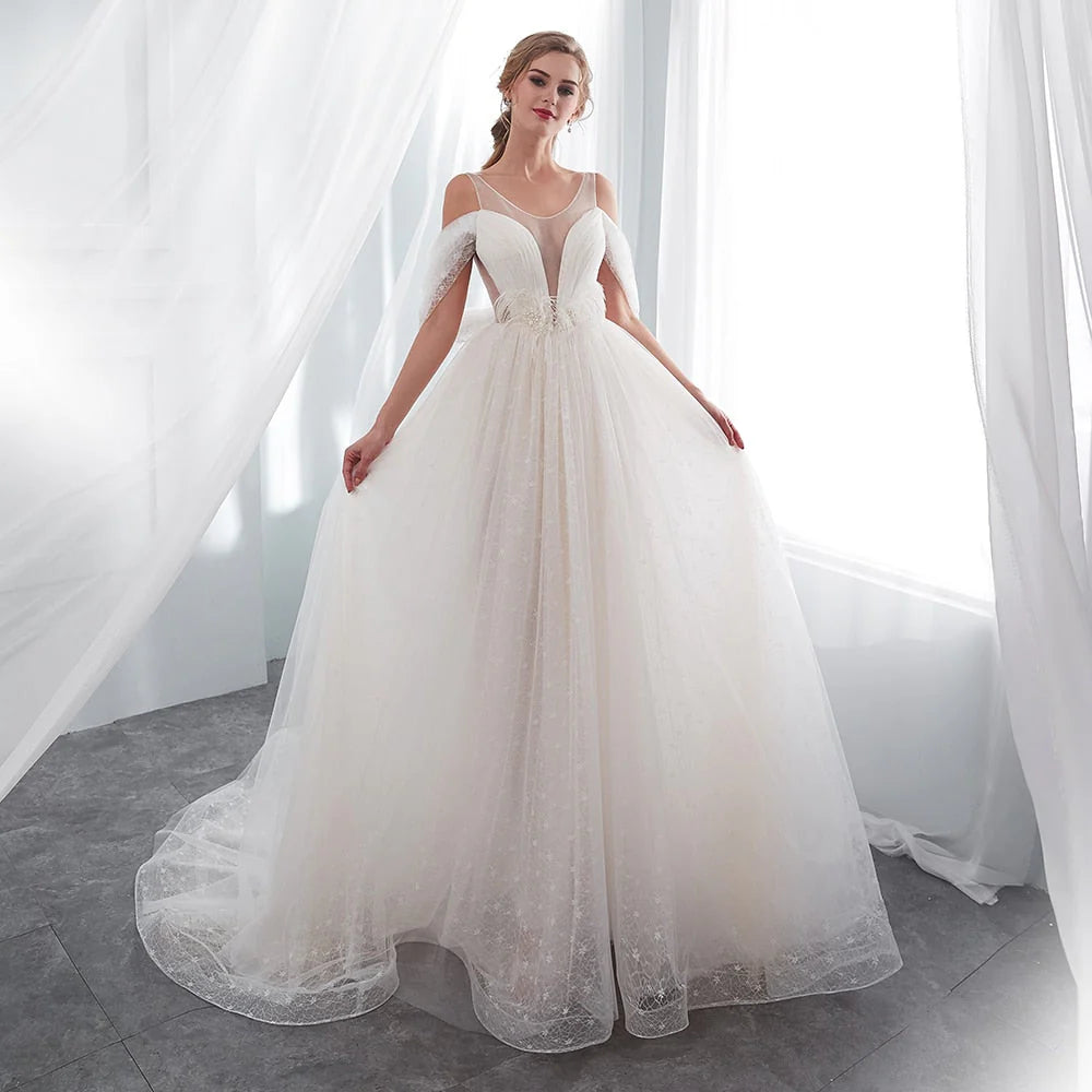 Women's High-Fashion Garments Special Offers A Line Beading Tulle Wedding Dresses