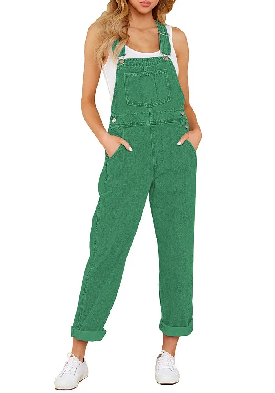 Women's Festive Attire Seasonal Trends Evergreen Women's Casual Stretch Denim Bib Overalls Pants Pocketed Jeans Jumpsuits