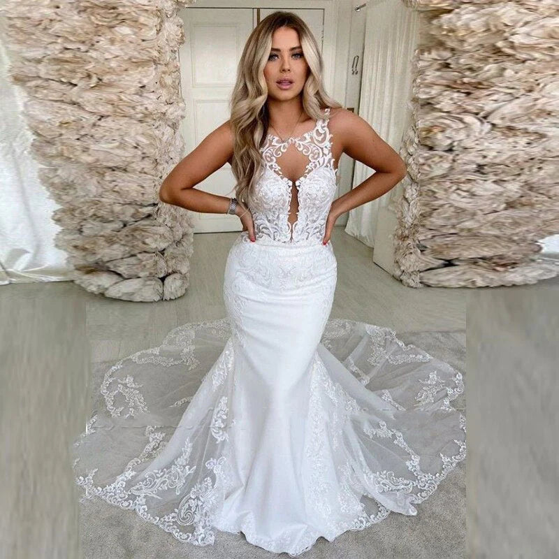 Women's Professional Outfit Fashion Sale Mermaid Backless Wedding Dresses With Applique