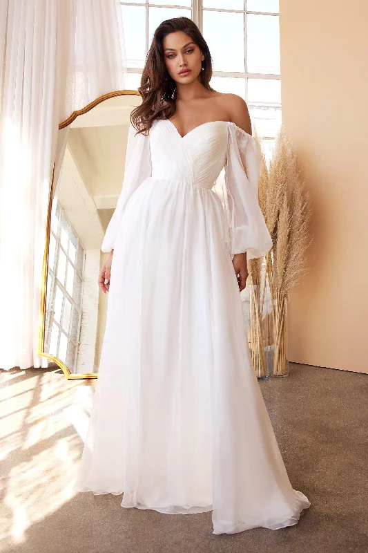 Classic Clothes For Women The Latest Trends Cinderella Divine CD243W Sheer Sleeves Wedding Dress