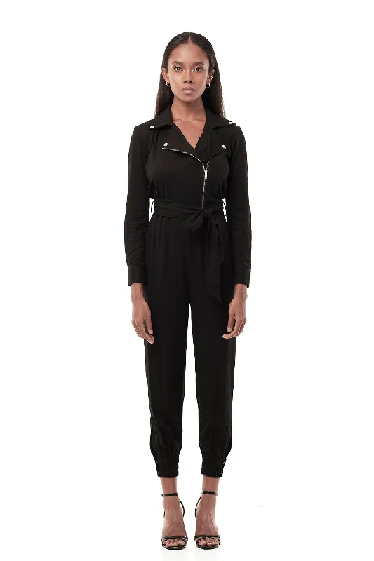 Women's Plus-Size Outfit Trend Leading Collection MOTO JUMPSUIT IN BLACK