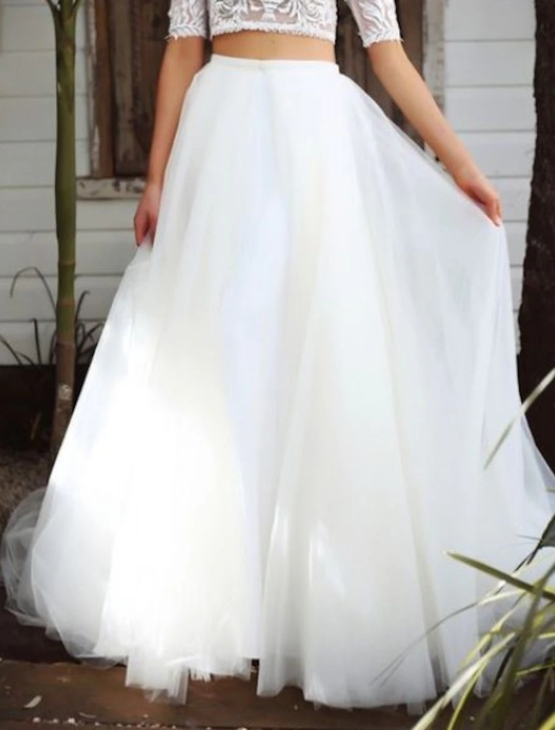 Charming Women's Holiday Apparel Flash Sale Starts Beach Casual Wedding Dresses A-Line Separates Separates Floor Length Tulle Bridal Skirts Bridal Gowns With Solid Color