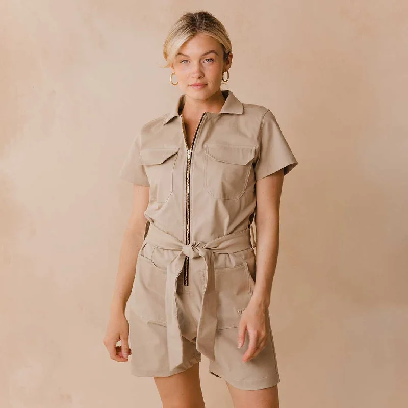 Women's Functional Apparel For Outdoor Activities Seasonal Sale City Romper, Brown Canvas