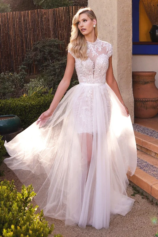 Women's Luxury Garments Cozy Chic Promotions Cinderella Divine A1066 Two-in-One A Line Wedding Gown