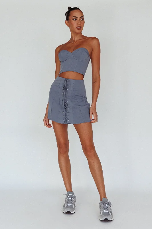 Women's Casual Wear Outfit Mega Sale Ventura Bustier Crop Top Suit Grey