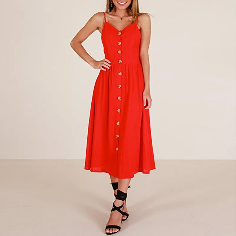 Women's Athleisure Apparel Unbeatable Prices Casual Suspender Collar Sexy Medium Red Party Midi Dresses