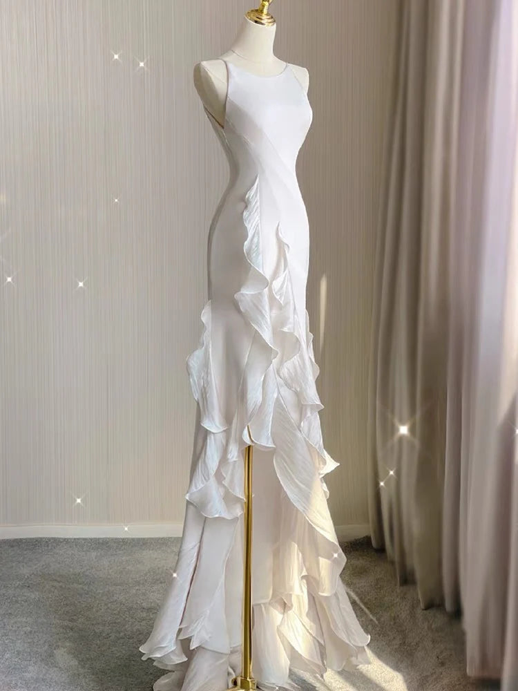 Women's Contemporary Clothing Smart Casual Deals Wedding Dress Mermaid Cultivate oneself Ruffle Long Backless Formal Dresses