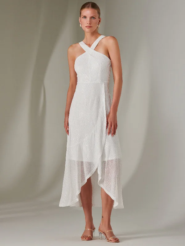 Comfortable Garments For Women Browse Our Top Products Cross Neck Frill Hem Maxi Dress, White