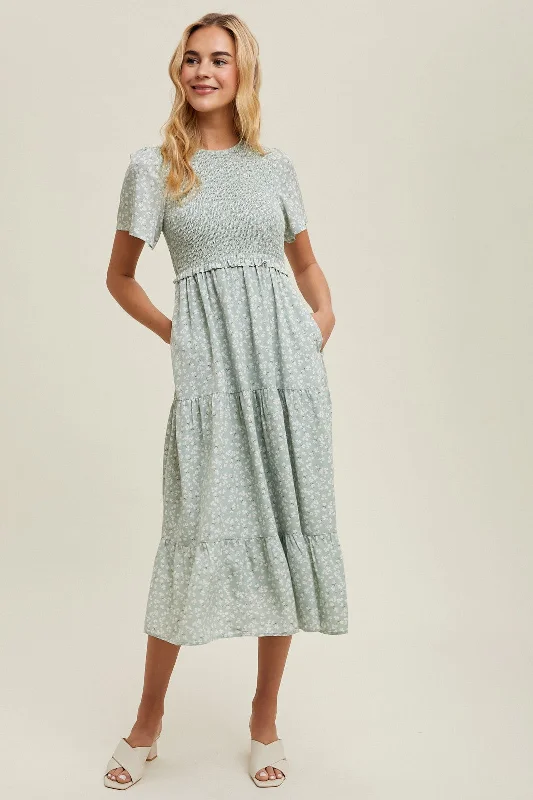 Elegant Women's Attire Fashion Deal Carmen modest midi dress in sage