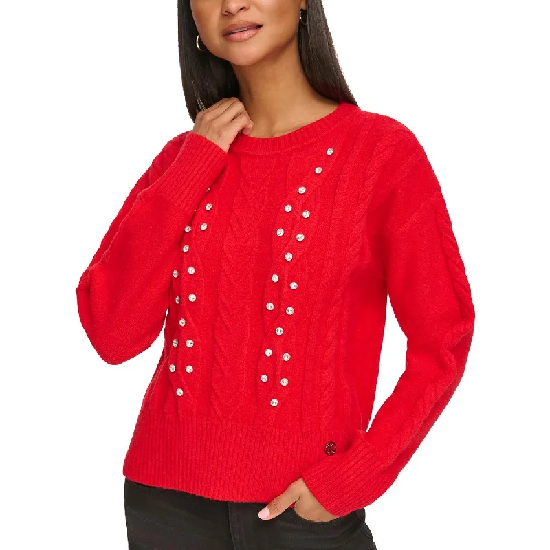 Casual Chic Women's Clothes Inspired By You, Designed For You Womens Cable Knit Embellished Pullover Sweater