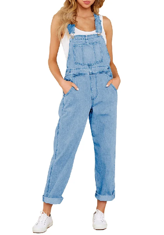 Women's Functional Outdoor Garments Smart Casual Deals Blue Mist Women's Casual Stretch Denim Bib Overalls Pants Pocketed Jeans Jumpsuits