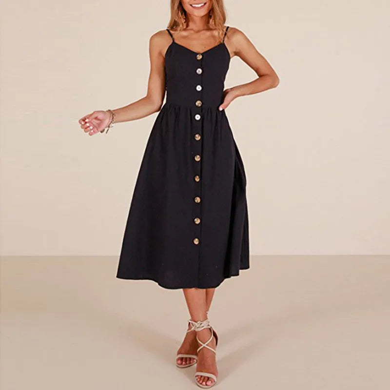 Casual Clothing For Women Ride The Style Wave Leisure Fashionable Solid Sexy High Backless Elegant Midi Dresses