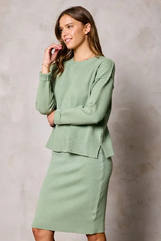 Women's Evening Wear Outfit Chic Trend Collection Toasted sage sweater set