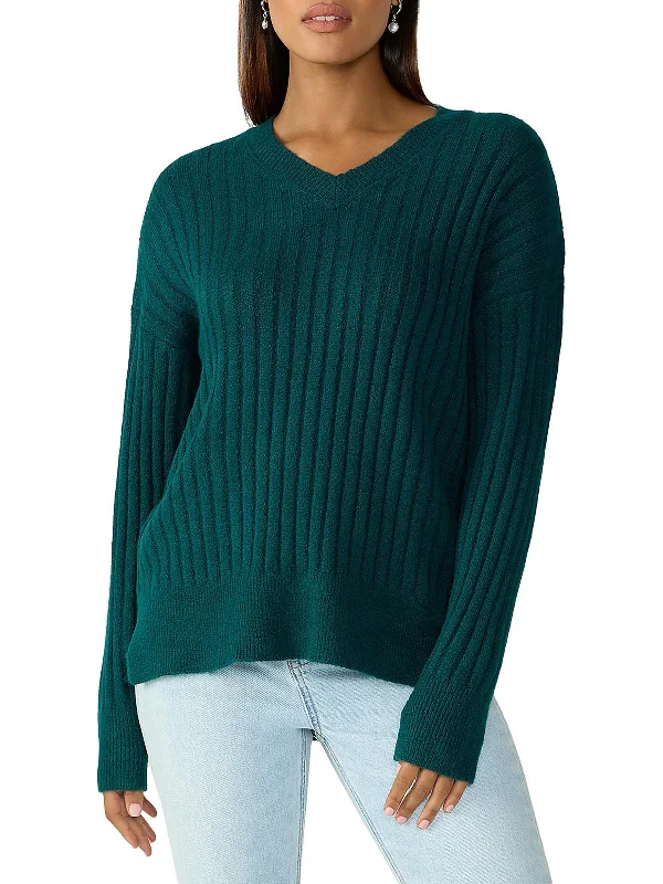 Vintage-Inspired Women's Apparel On-Trend Fashion Offers Womens Ribbed V-Neck Pullover Sweater