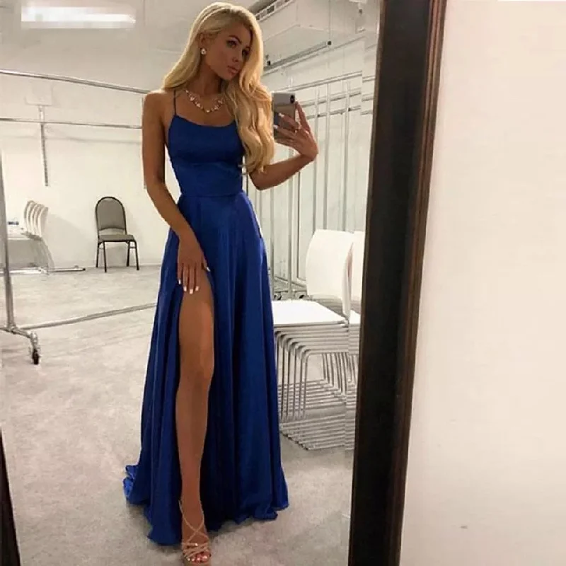 Women's Relaxed Clothes Quick Grab Deals FashionSierra - Royal Blue Split Prom Dresses