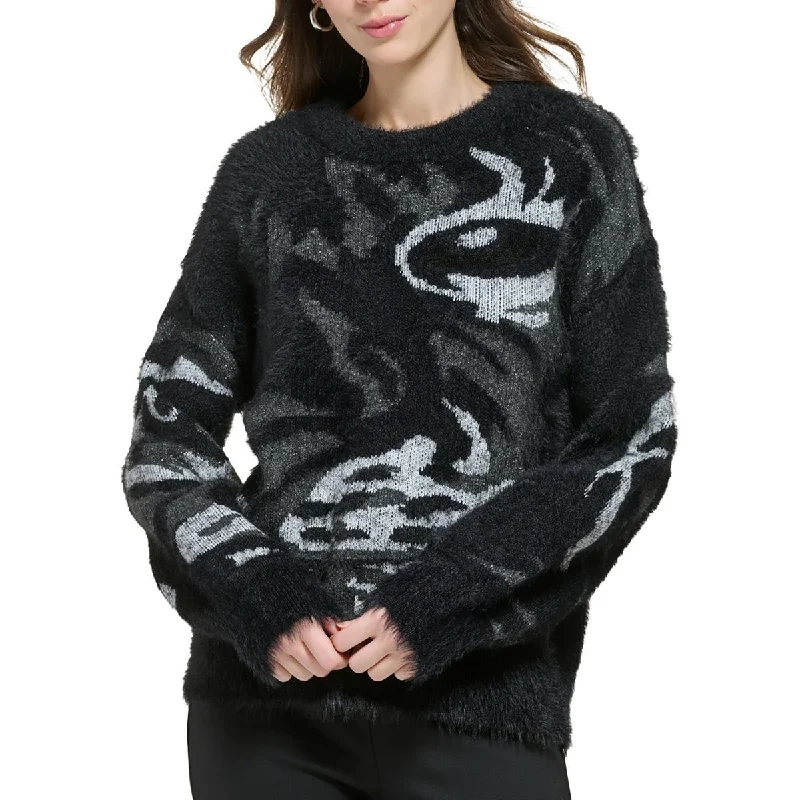 Women's Athleisure Apparel Daring Fashion Promotions Womens Knit Printed Pullover Sweater