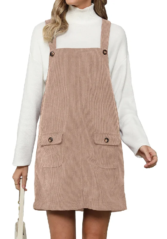 Women's Clothing For Casual Outings Huge Discounts This Week Toasted Almond Women's Fashion Adjustable Straps Corduroy Overalls Pinafore Short Dresses