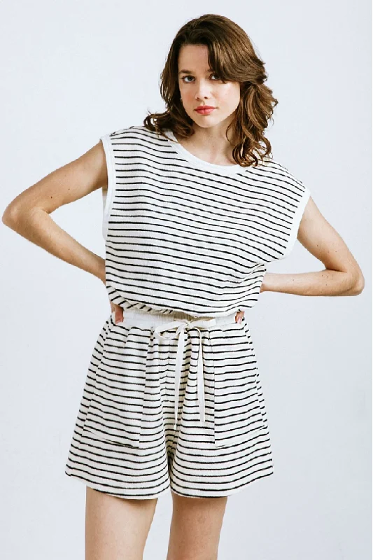 Women's Comfy Loungewear Outfit Huge Price Cut Layla Sleeveless Stripe Romper