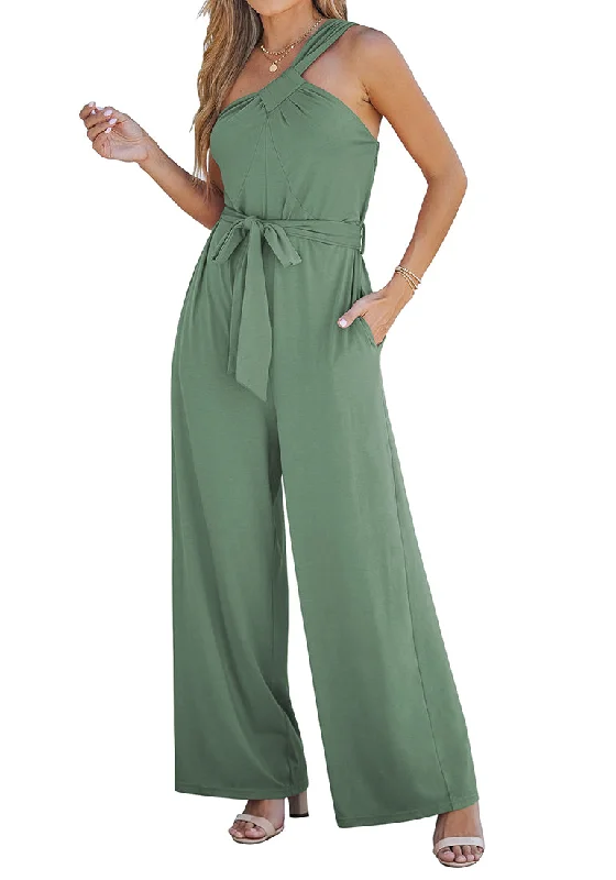 Classic Clothes For Women Seasonal Picks Sage Comfy Sleeveless Belted Jumpsuits & Long Rompers for Women