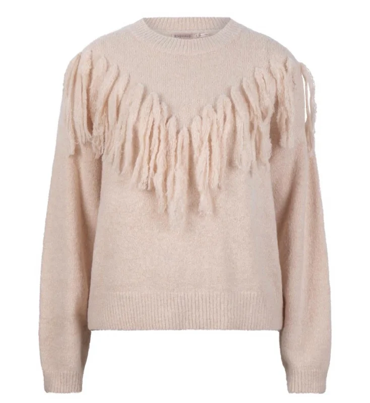 Women's Apparel Don't Miss Out Women's Fringes Sweater In Light Sand