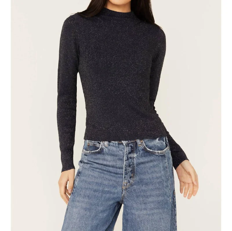 Modern Women's Attire Save Big Amia Long Sleeve Sweater Top In Midnight Navy