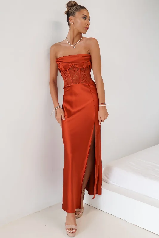 Affordable Trendy Clothes For Women Exclusive Deals Online Jolene Formal Gown - Rust Brown