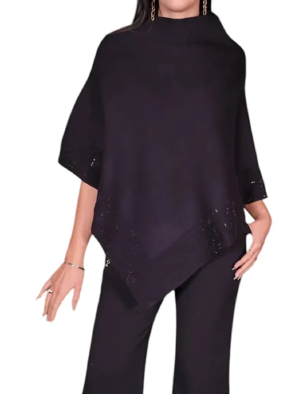 Women's Transitional Garments Essentials On Sale Diamond Poncho In Black