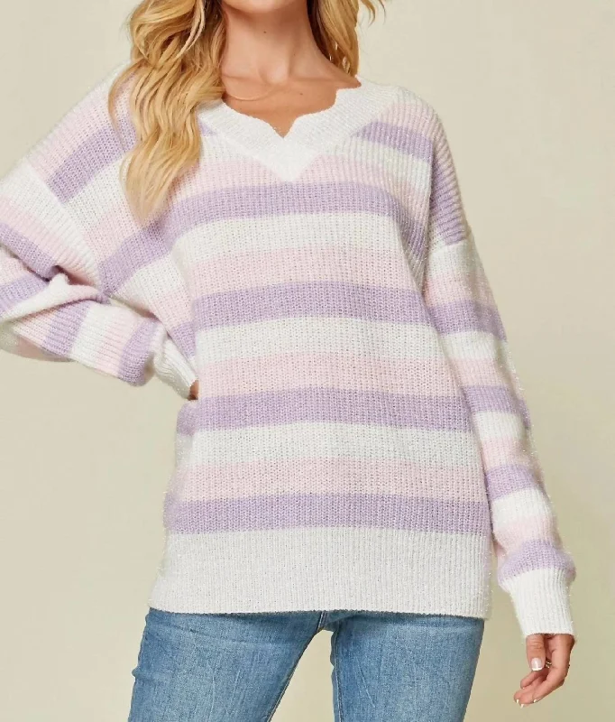 Fashionable Women's Clothing Fashion Forward, Function First All Over Striped Sweater In Multi