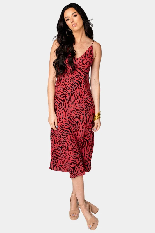 Women's Elegant Garments Summer Deals Tiff Midi Slip Dress - Tigers Blood