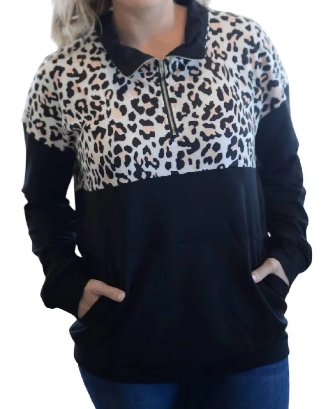 Women's Everyday Garments Shop The Hottest Deals Leopard Zip Up Pullover In Multi