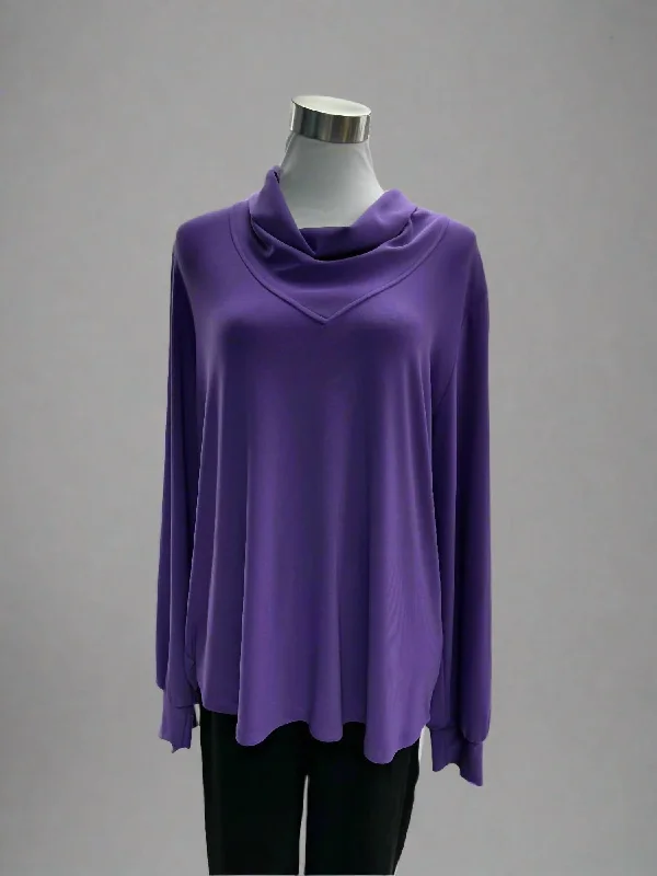 Winter Warehouse Sale Women's Silky Knit Straight Cowl Collar Top In Mystic