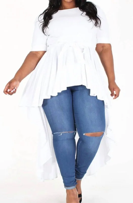 Chic & Cozy Collection Peplum Top In Ivory White